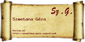 Szmetana Géza névjegykártya